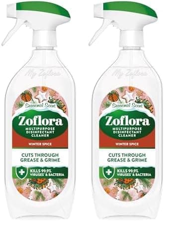 Zoflora Winter Spice Multipurpose Disinfectant Trigger Spray, 1 x 800ml, Antibacterial Multi-Surface Cleaner, Pet-Friendly, Kills 99.9% of Bacteria & Viruses (Pack of 2)