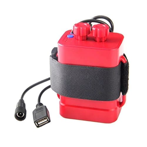 MINCHEN Bike Light Batteries Pack Case, Waterproof Case for 6 x 18650, 8.4V Rechargeable Cycling Safety Battery Pack Case House Cover with DC and USB Interface for Cycling Bike Light Headlamp(Red)