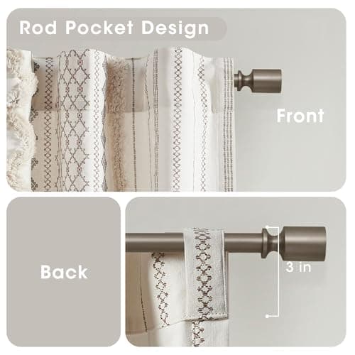 INK+IVY Imani 100% Cotton SINGLE PANEL Curtain Tufted Chenille Stripe Geometric Print Mid-Century Look Rod Pocket Top Drape for Living Room, Privacy Window Treatment for Bedroom, 50" x 84", Ivory