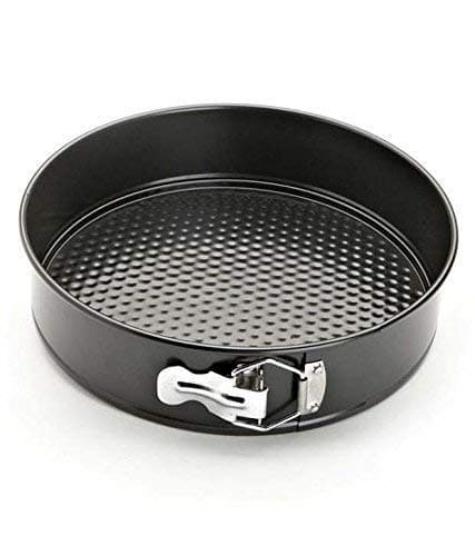 Xacton Cake Mould | Cake Teflon Coated Removable Base Microwave Oven Safe Non-Stick Round Shaped Cake Baking Mold Pan, Cake Tin,Microwave Oven Bakeware, 22 cm - Black