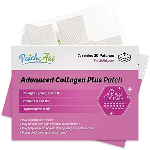 Patch Aid Advanced Collagen Plus - 30 Daily Topical Patches. 100% Natural & Vegan. Allergy & Filler Free. High Absorption and More bioavailable. Suitable for Sensitive stomachs & bariatric.
