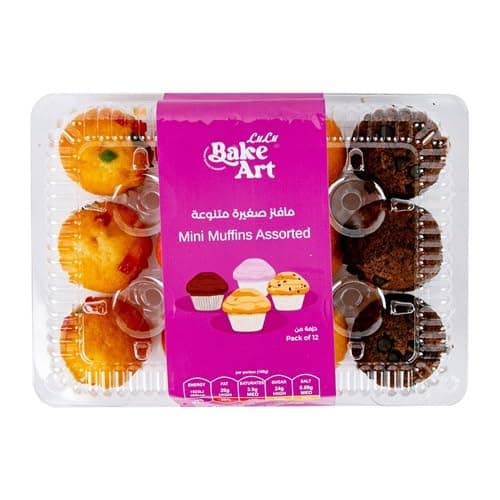 LuLu Bake Art Mini Muffins Assorted, 12 Pcs