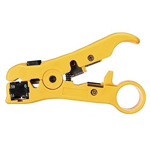 Eb-cbw Rotary Coax Coaxial Cable Wire Cutter Stripping Tool Rg59 Rg6 Rg7 Rg11 Stripper, Yellow