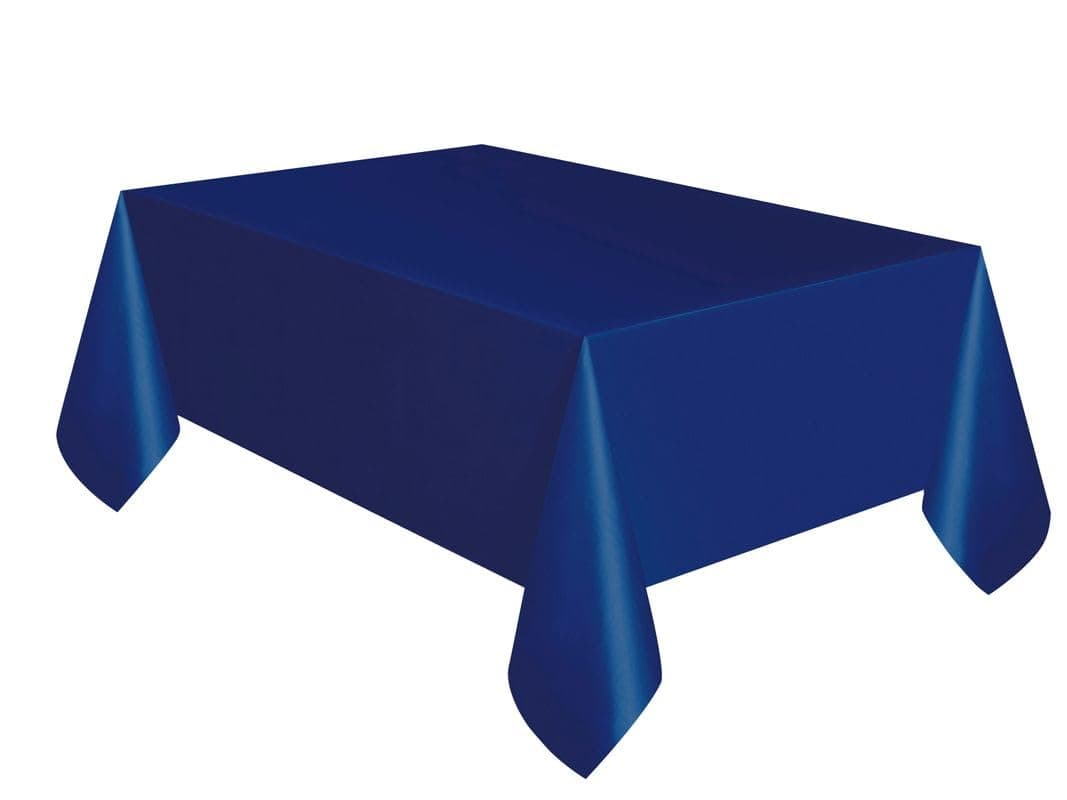 Unique Navy Blue Plastic Table Cover Disposable Party Tablecloth Protects Against Spills Stains and Drink Rings for Birthday Fundraiser Graduation Hanukkah Celebration Table Décor