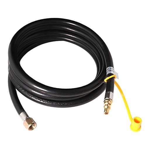 10Ft Low Pressure Propane Quick-Connect Hose-3/8 Inch SAE Female Flare Fitting & Male Full Flow Plug for RVs