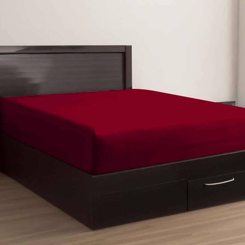 Bluemoon Homes 100% Egyptian Cotton Sheet - 1000 Thread Count 1-Piece Burgundy King Fitted Sheet Bedding Sateen Weave Solid Pattern Luxury Hotel (Fits Upto 18" Mattress)
