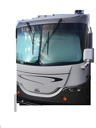 A hot Sun Spring Shade, RV Sunshade Motorhome Collapsible Class A Largest Panels Made -(2 Panel Shade) 2 Qty. 50" x 42" Total 100" Wide Largest Made! Hot, Sun, Spring, Shade!