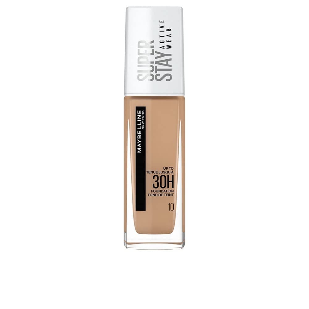 New York Super Stay Active Wear, waterproof foundation with high coverage, long-lasting facial make-up for light skin types, colour: No. 10 Ivory (Light), 1 x 30 ml