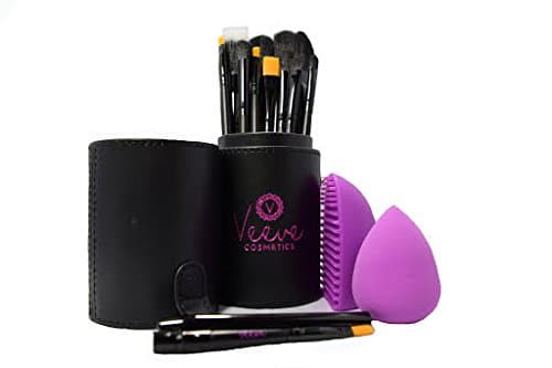 Makeup Brushes Set of 12- Great Gift for her- Makeup Brushes with Blender Sponge & Brush Egg by Veeve Cosmetics