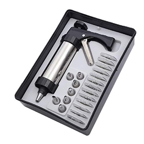 DIY Biscuit Cookie Press Gun Classic Biscuit Maker Stainless Steel Cookie Extrudes with 13 Stainless Steel Cookie Discs and 8 Icing Tips