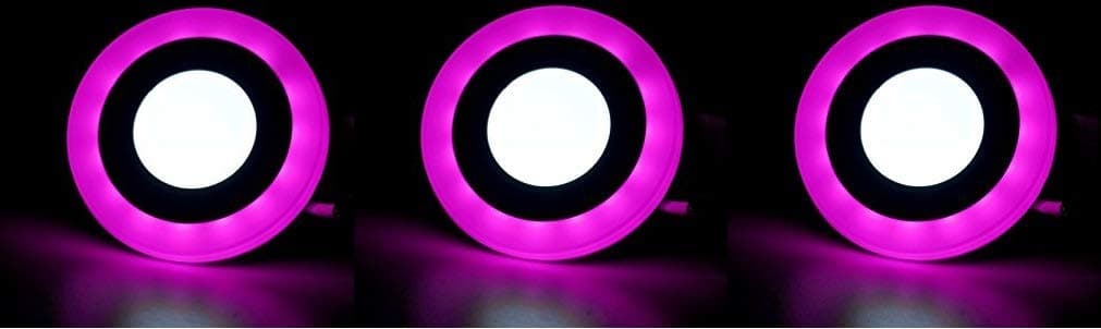RV Led 3+3=6 Watt LED Side Pink Round Panel Light Ceiling 3D Effect Lighting (Double Color) | led Panel Light | 6w led Panel Lights for Ceiling | pop led Light | pop led Light (Pack of 3)