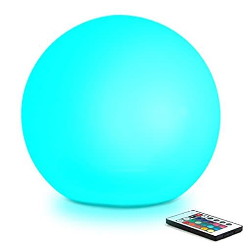 IVERDG Multi-Function Color Changing LED Ball Orb in White, Sturdy Waterproof Rechargeable, Wireless w/Remote Control Beautiful Light Effect, Subtle Ambient Lighting Relaxing Mood Lam (24 inch Ball)