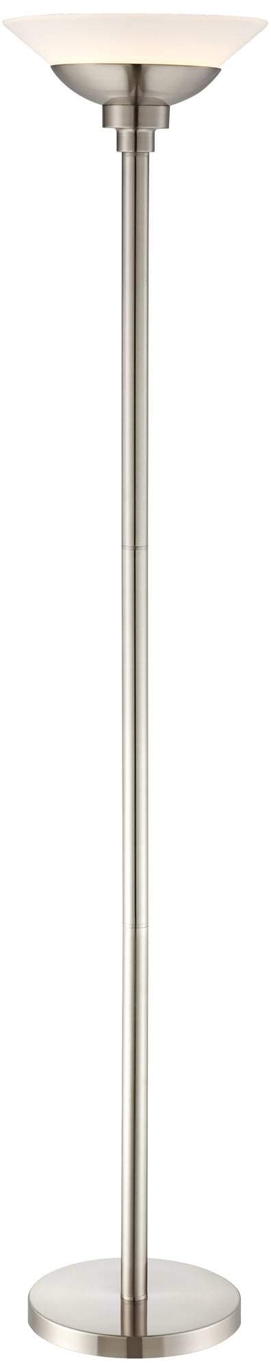 Possini Euro Design Metro Modern Torchiere Floor Lamp Dimmable 71" Tall Brushed Nickel Frosted White Acrylic Shade Pole Light for Living Room Reading House Bedroom Home Decor Office