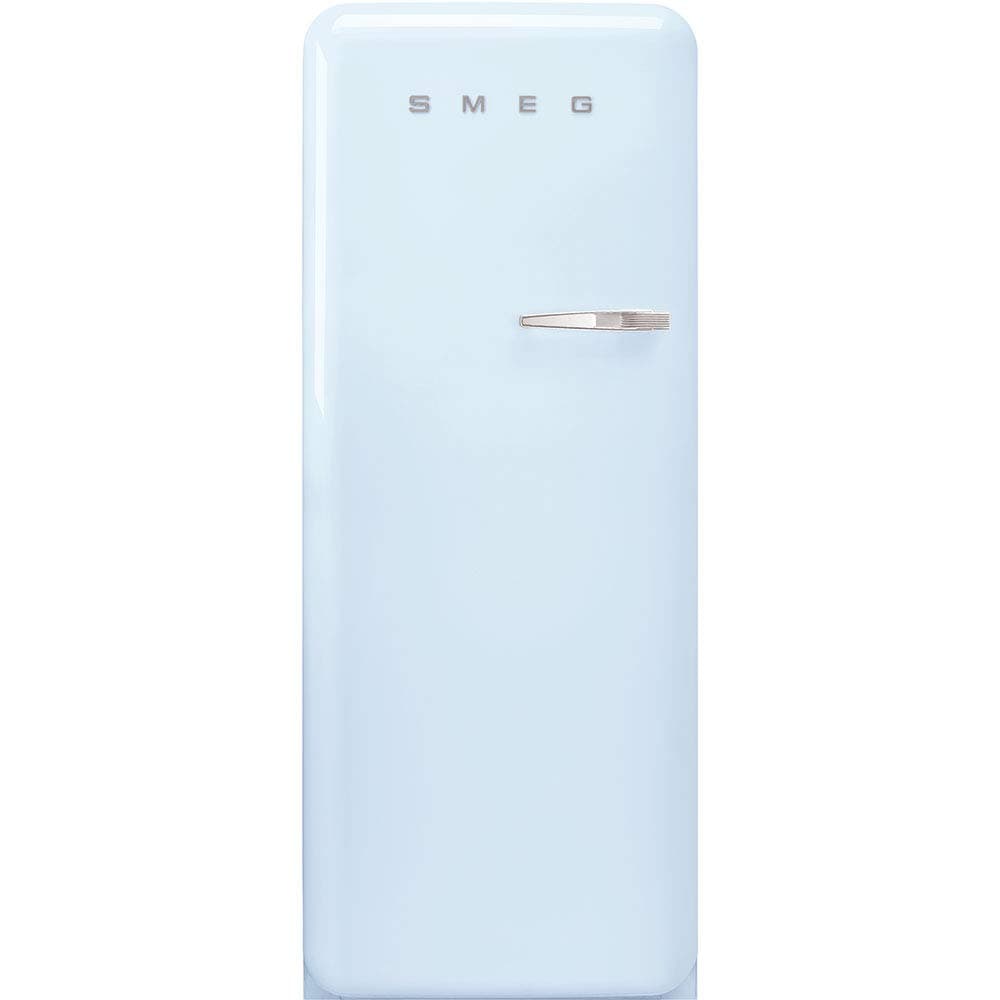 Smeg FAB28 50's Retro Style Top Freezer Refrigerator with 9.93 Cu Total Capacity, Multiflow Cooling System, Adjustable Glass Shelves 24-Inches, Pastel Blue Left Hand Hinge Made In Italy