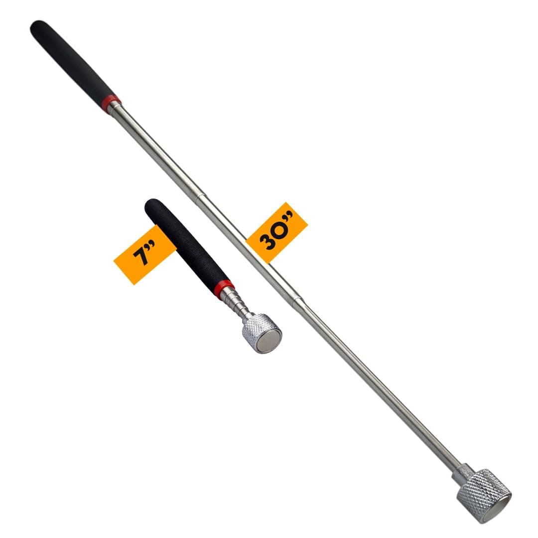 SE 30-Inch Telescopic Magnetic Pick-Up Tools with 15-lb Pull Capacity, 2-Pack - Extendable Stainless Steel Shaft, Cushioned Grip - 8036TM-NEW-2