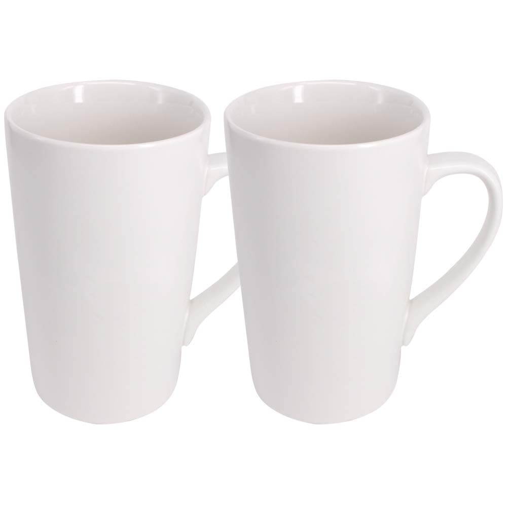 YBCPACK 2 Pack 16 OZ 450ml Porcelain Mug Coffee Cup Plain Large Tall White Ceramic Cup Milk Tea Coffee Mug with Handle