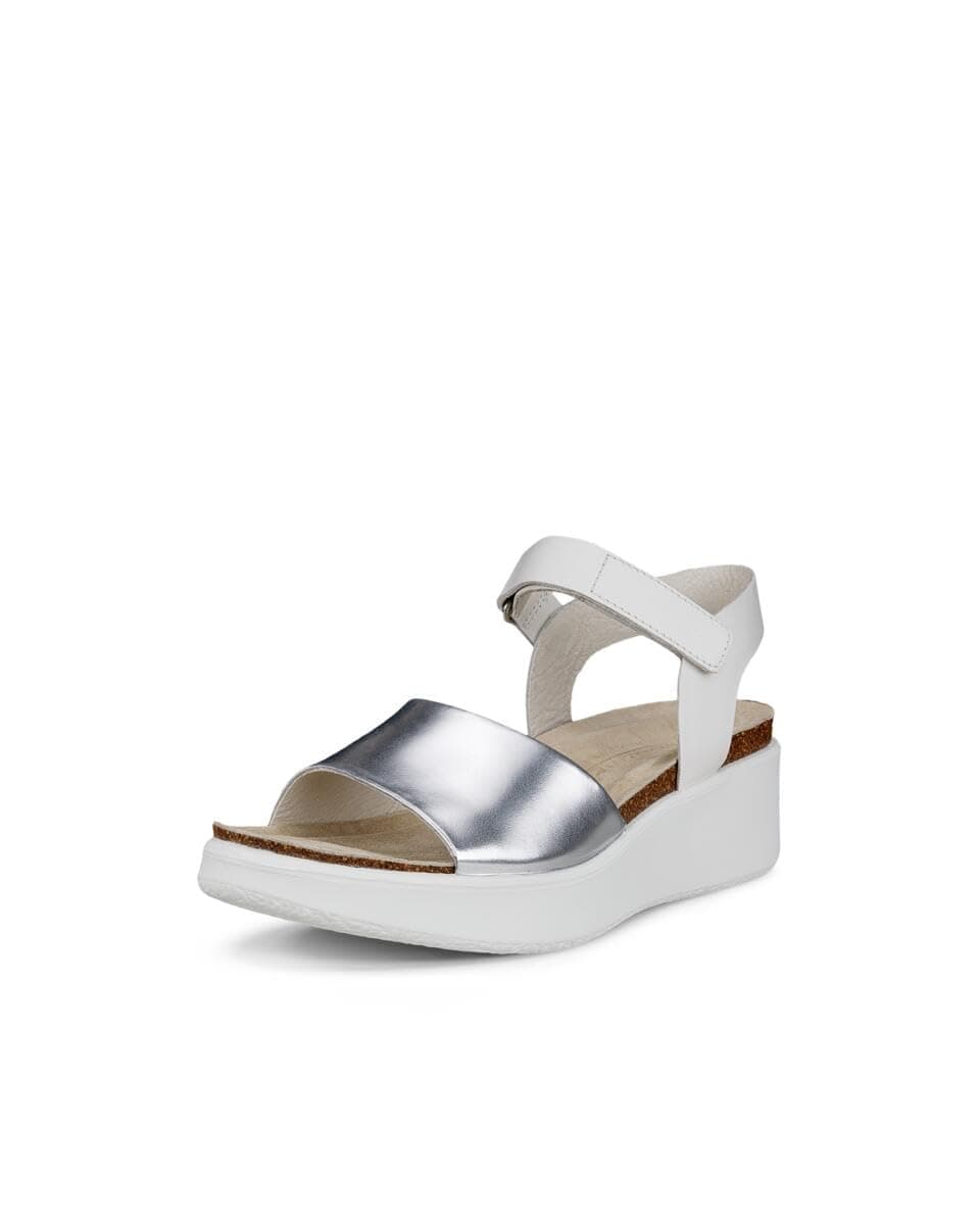 Women's Flowt Wedge Cork Sandal, PURE SILVER/WHITE, 7-7.5