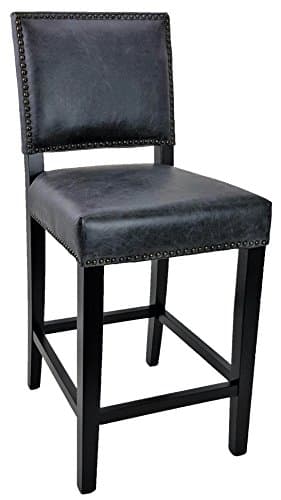 ARTeFAC R-4500C Top Grain Antique Black Leather Counter Stool