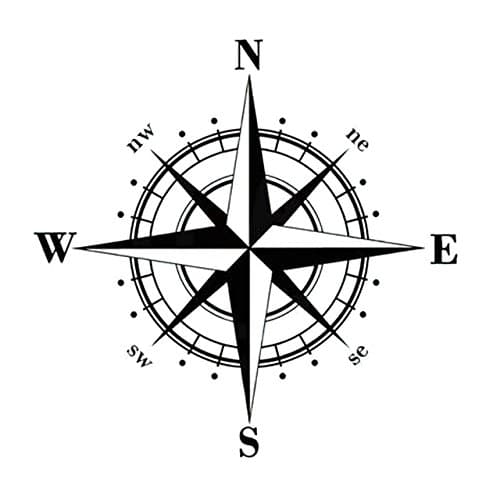 NSWE Compass Car Sticker 19.5 x 19.5 cm | Black Vinyl Adventure Compass Decal for SUV, Jeep, Car Hood, Door & Window | Waterproof Exterior Styling Sticker