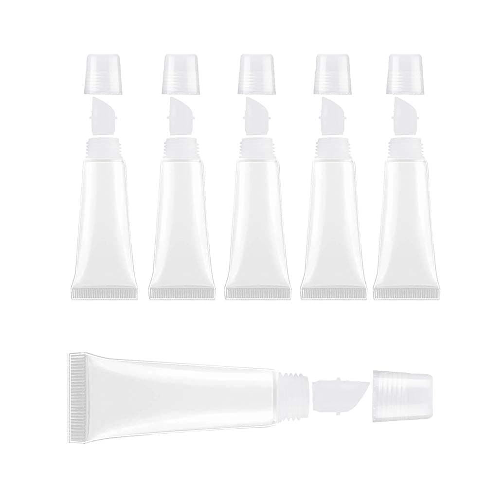 BlingKingdom 6pcs Lip Gloss Tubes 8ml Clear Soft Empty Lip Balm Containers Refillable Mini Cosmetic Tubes for Comestic Makeup and Travel Toiletries, Clear