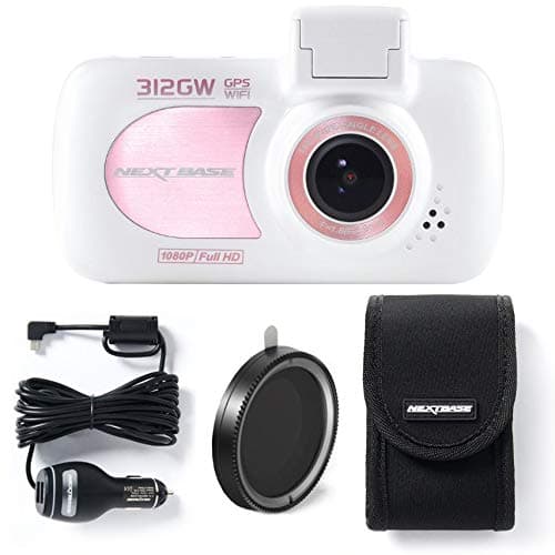 Nextbase 312GW Full 1080p HD / 30fps 2.7" Screen HD In-Car Dash Camera 140° Viewing Angle – WiFi and GPS - Nigh Vision Automatic Recording 8GB SD Carry Case Polarising Filter Rose/White