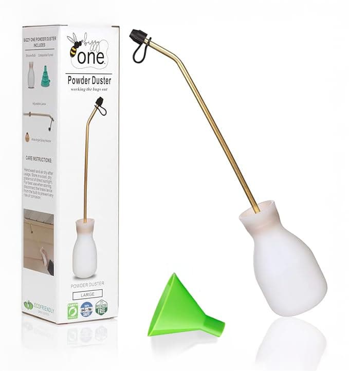 Bizzy One Bulb Duster Sprayer (8 oz) — Diatomaceous Earth Bulb Duster with Powder Applicator — Eco-Safe Garden Sprayer Bulb for Indoor and Outdoor Crawler Treatment