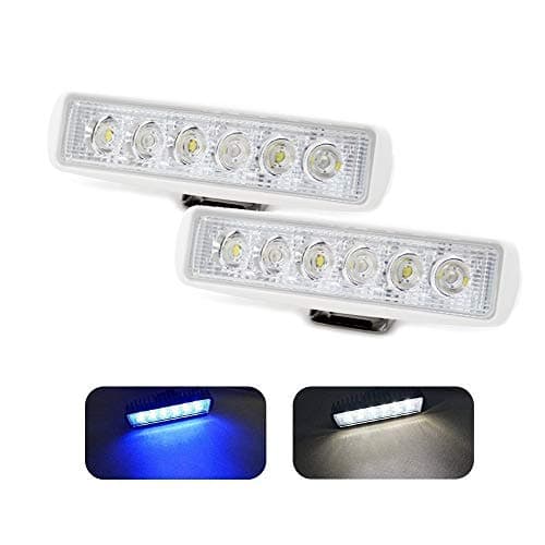 Dual Color Marine LED Spreader Flood Deck Light for Boat White Housing (Pack of 2) DC 9~32V with 316L Stainless Steel Bracket