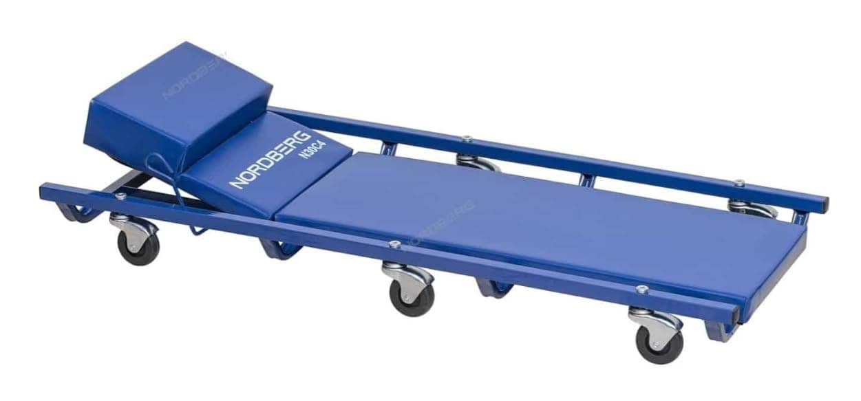 H.T.E NORDBERG Complete Garage Workshop Essentials: Metal Creeper, Plastic Creeper, Metal Roller Seat, Tool Cabinet, and Plastic Trolley (Steel Creeper N30C4)