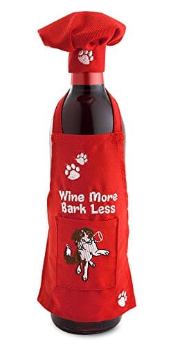 Epic Products Wine More Bark Less Bottle Apron Chef Set, Multicolor