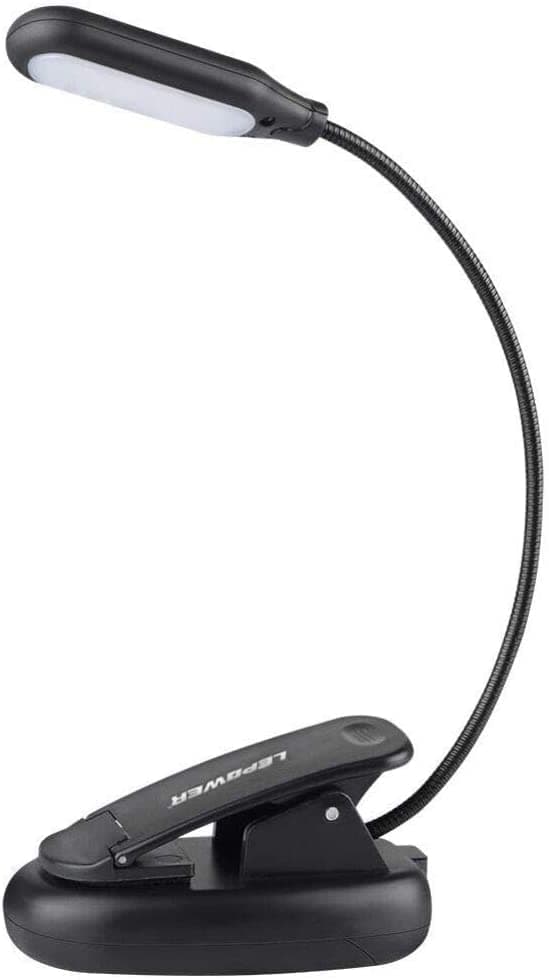 LEPOWER Clip on Book Light/Reading Light/Clip Light with 5 LED Eye Care, 3 Color Changeable, Portable Reading Lamp, Battery & USB Operated, Bed Light for Kids, Bookworms, Students