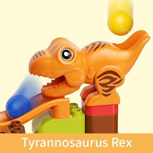 Marble Run for Kids Ages 4-8 145 PCS Dinosaur Giraffe Building Blocks with 10 Marbles Slide Dino Smooth Edges Design Works with Large Brick Toys STEM Track Toys Creative Gift for Boys Girls