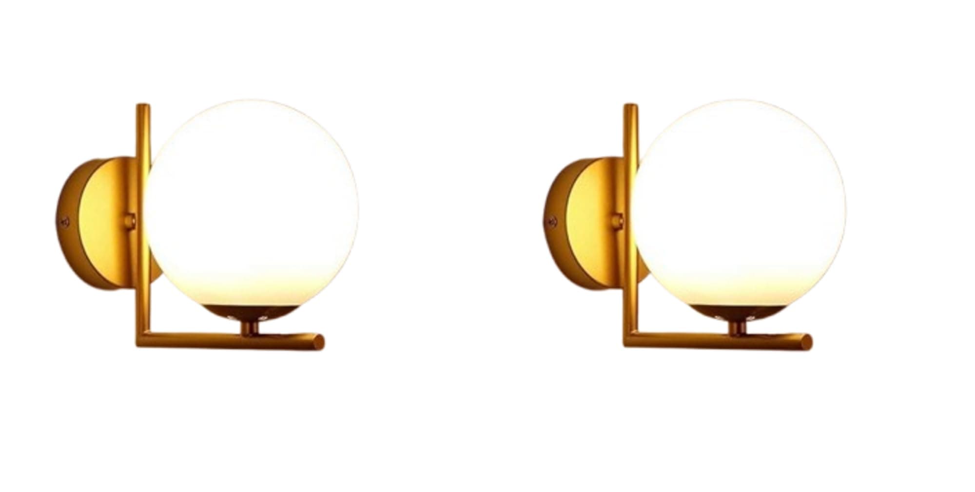 Traditional Indoor Wall Light Brown Color Globe Shape E27 Holder Upto 100-Watts Made in India (Bulb Not Included) Pack of 2(Wood) (Classic, 2)