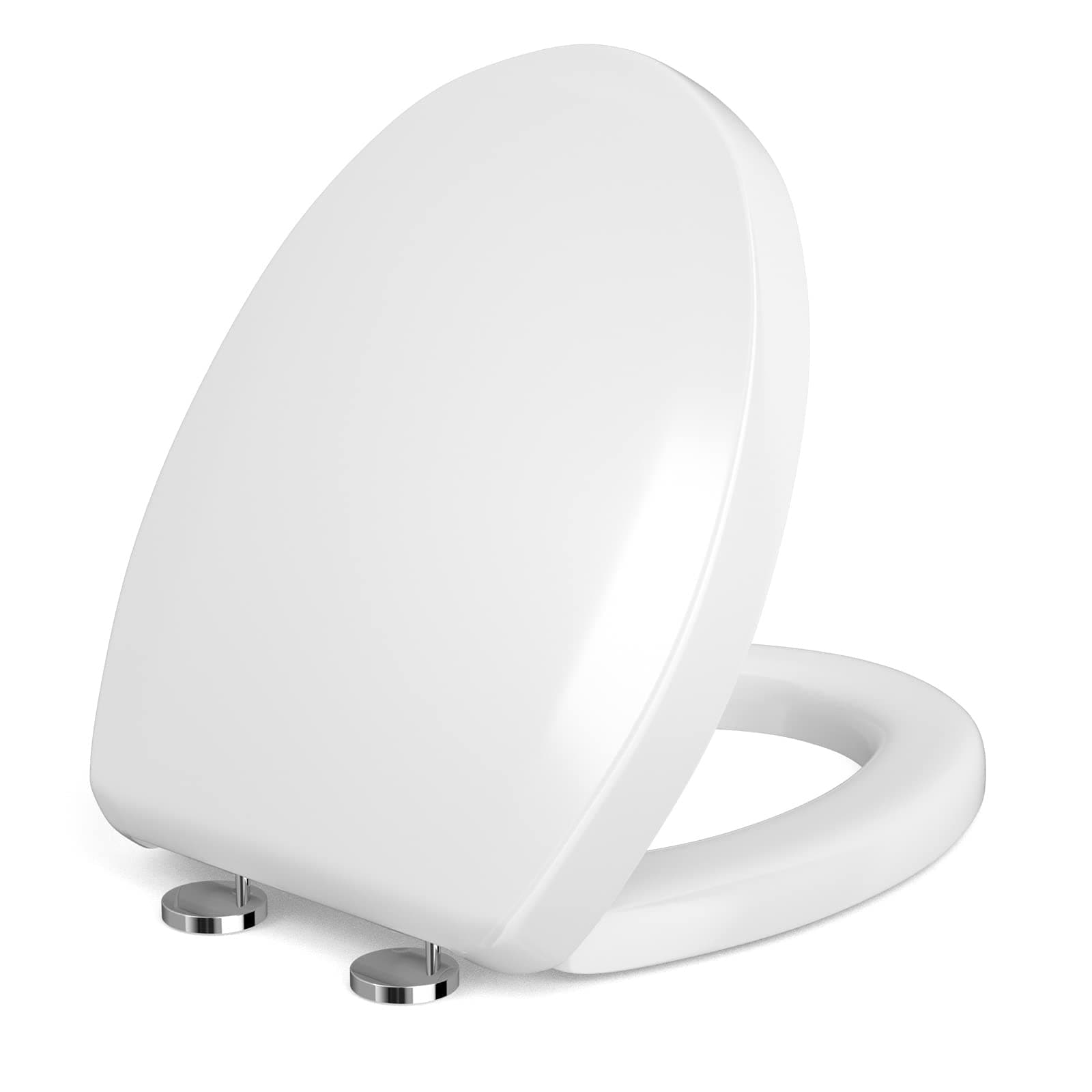 SAMODRA Toilet Seat Soft Close White Oval, Quick Release for Easy Clean, Simple Top Fixing,Standard Toilet Lid with Adjustable Hinges, O Shape
