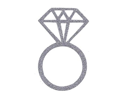 Happy Patches Iron On Glitter Diamond Ring (2.5 Inches, Silver)