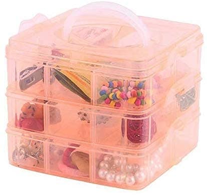 3 Layer 18 Grids Storage Plastic Boxes Medicine Jewellery Storage Box Container Organiser Case Craft Boxes Multicolour (1 Pcs) Rectangular