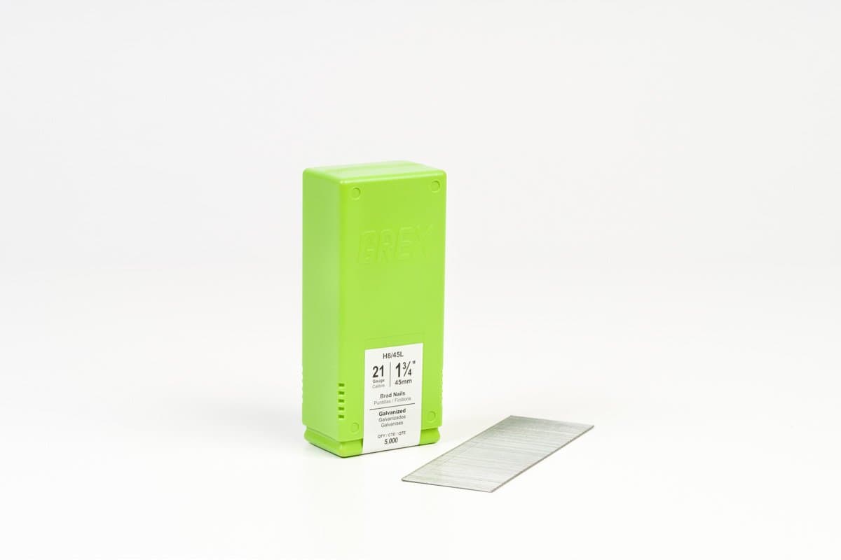 GREXPower Tools H8/45L 21 Gauge 1-3/4-Inch Length Galvanized Brad Nails (5,000 per Box), 1-3/4"