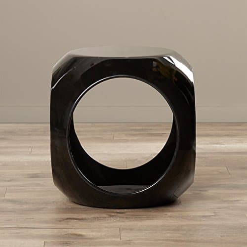 End Table Modern Side Living Room Decor Cube Stand Fiberglass Resin Quality Material Multiply Colors (Black)