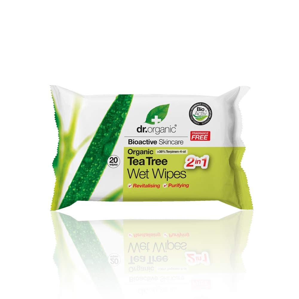 Dr Organic Tea Tree Wet Wipes 2 In 1
