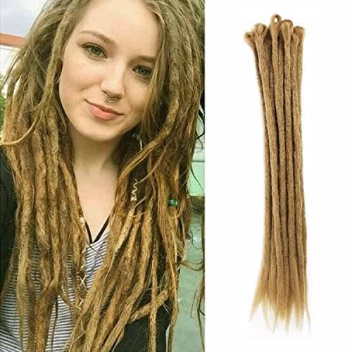 DSOAR Synthetic 20 Inch 12 Strands Handmade Dreadlocks Extensions Twist Braiding Hair Crochet Braids (Light Brown Color)
