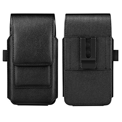 Mopaclle Galaxy S10 Holster Case, Galaxy S8 S9 S7 Edge Belt Clip Case, Premium Leather Case Cell Phone Pouch with ID Card Holder for Samsung Galaxy S20, Galaxy S10e (Fits with/Thin Case on) Black