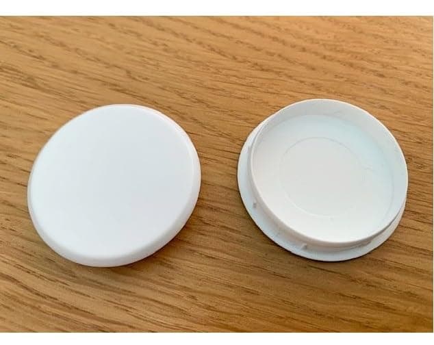 35mm White Hinge Hole Cover Caps - Kitchen Cabinets/Cupboard Doors (2 x White Hinge Hole Cap)