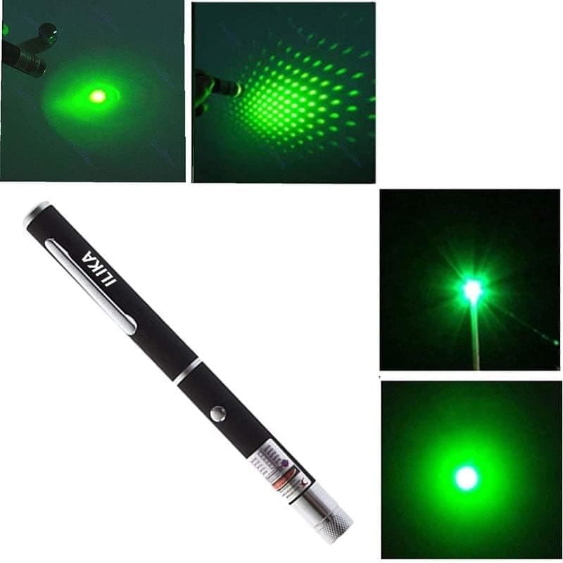 ILIKA Ultra Powerful Green Laser Light Pen Beam for Presentation with Adjustable Cap to Change Project Design | 2000 Metres Laser Pointer Pen, Long Range | Extra Disco Light Effect