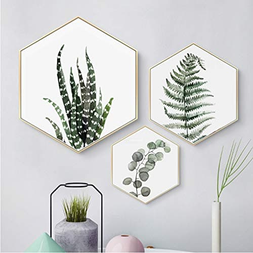 Canvas Wall Art Succulent Wall Decor 3 Pieces Tropical Palm Green Leaves Paintings Simple Wall Picture Set for Giclee Prints Canvas Art for Wall Decor