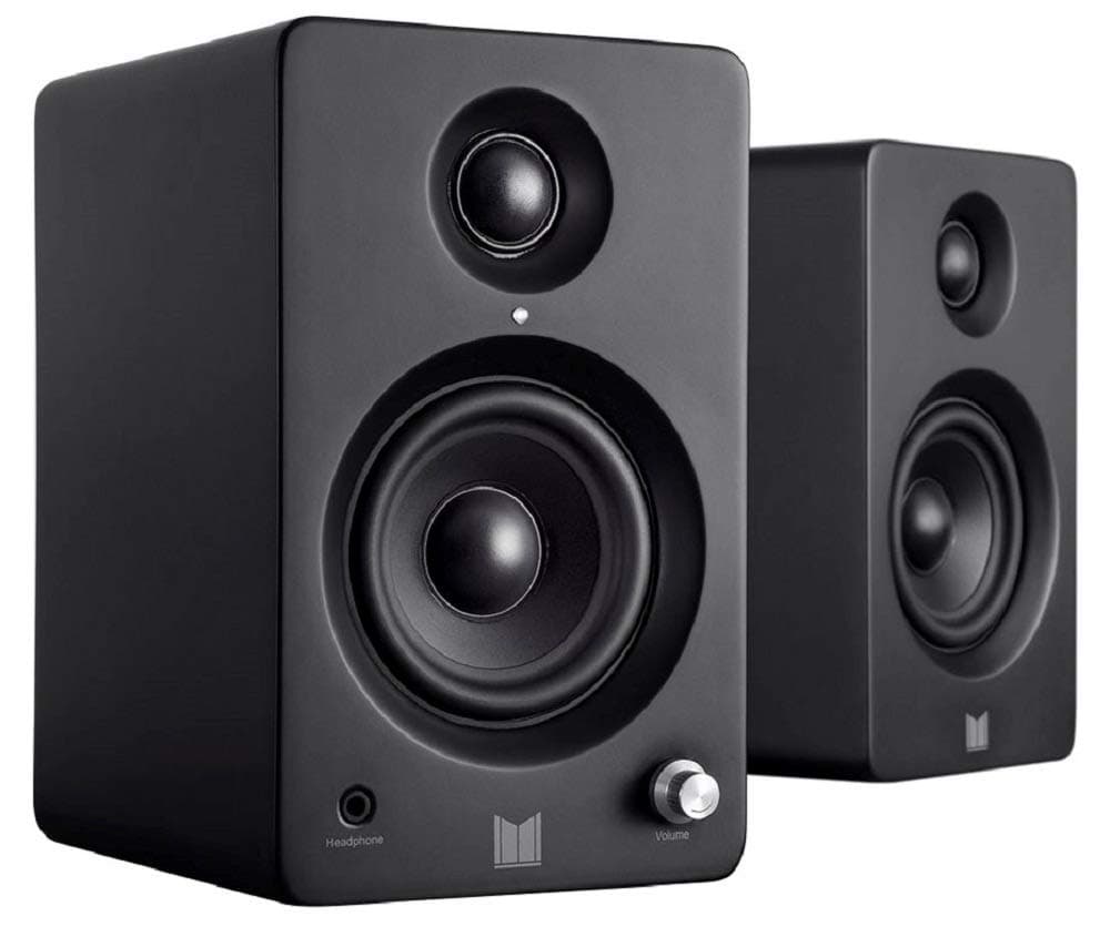 Monolith MM-3 Powered Multimedia Speakers - Black (Pair) with AptX Bluetooth, Fron Headphone Jack, Digital Calss D