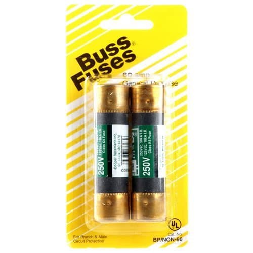 Cooper Bussmann BP/NON-60 60-Amp One-Time Cartridge Fuse Non-Current Limiting Class K5 250V UL Listed (Pack of 2)