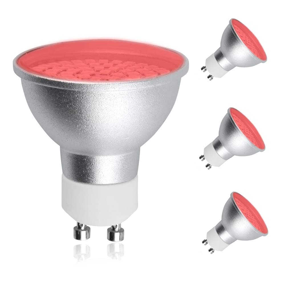 Lustaled MR16 GU10 LED Light Bulbs, 5W Red LED GU10 Bulb 120V GU10 Base LED Spotlights, 120° Beam Angle 50W Halogen Bulbs Equivalent for Landscape Track Recessed Lighting (3 Pack)