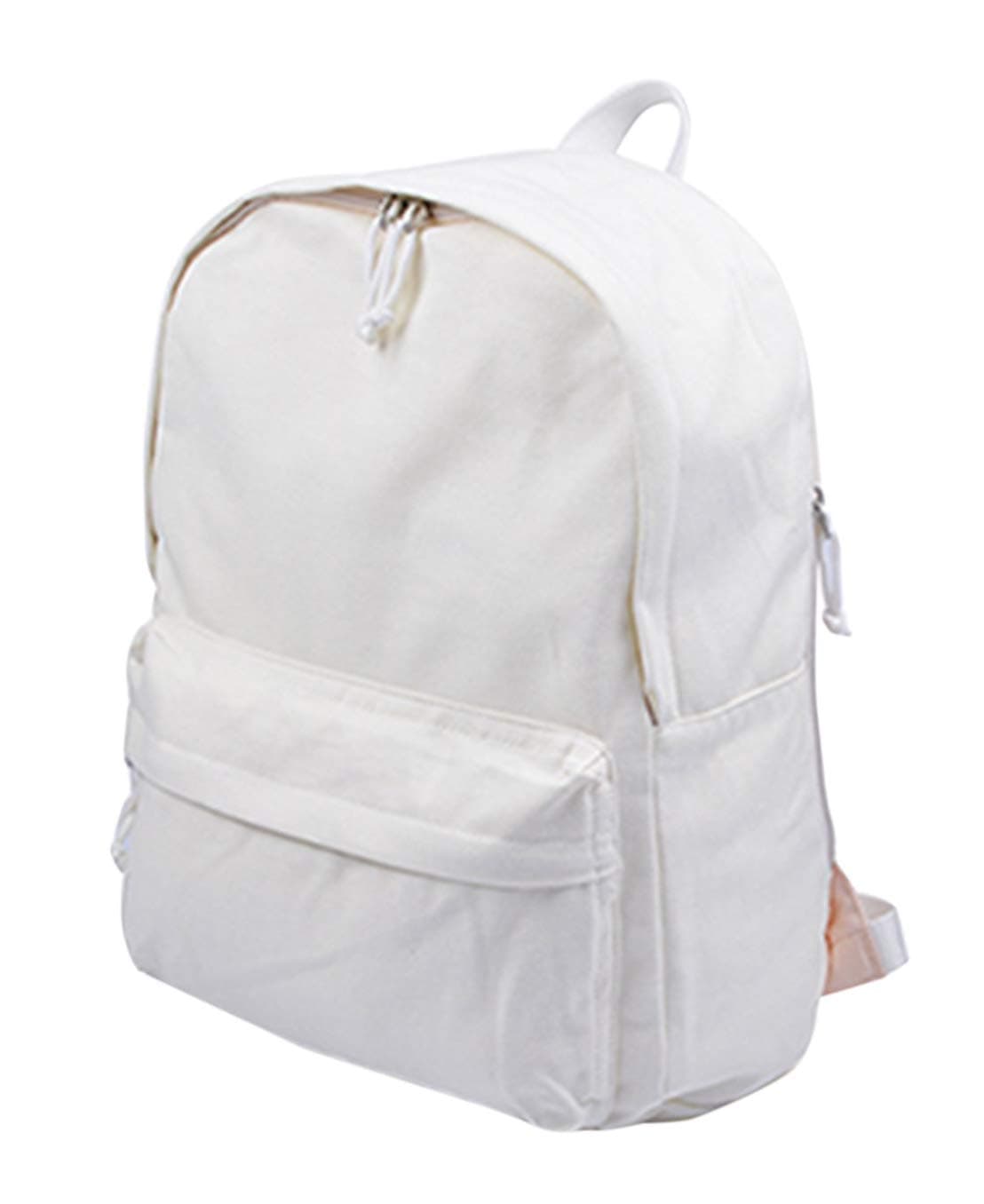 DIY Canvas Backpack Large Casual Daypack Satchel (White)