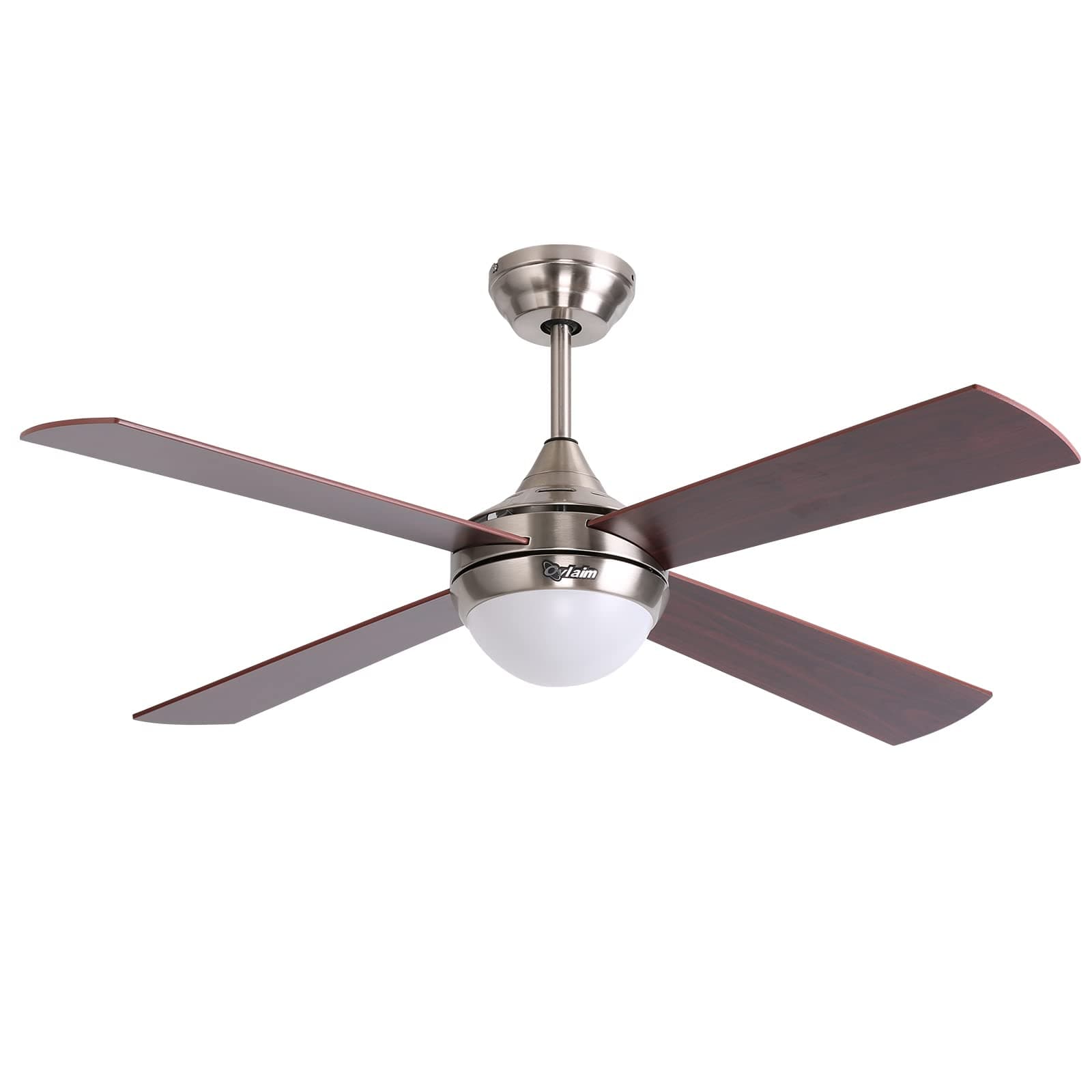 Ovlaim 48 Inch Modern Ceiling Fan with Remote Control, LED Light, 4 Wood Fan Blades Noiseless Reversible DC Motor, 6 Speed for Living room Bedroom - Brown