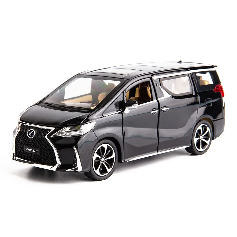 Model Car 1/24 Lexus LM300 Alloy Pull Back Metal Collectible Toy Car with Light and Sound Toy Vehicle Door Can be Opened, Gift Black.