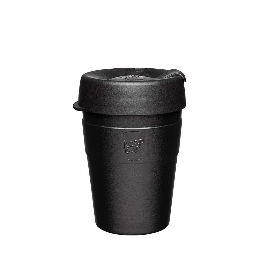 Thermal - Vacuum Insulated Reusable Coffee Cup with Splashproof Sipper Lid | M 12oz/340ml - Black